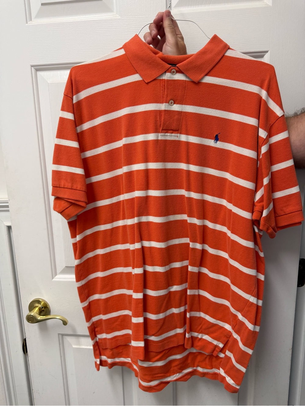 Ralph Lauren Orange and White Striped Polo Shirt